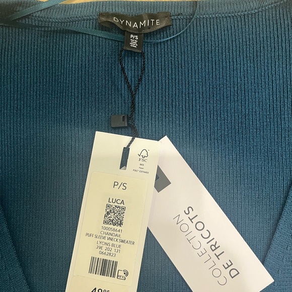 Dynamite Teal Ribbed Sweater - Picture 6 of 6